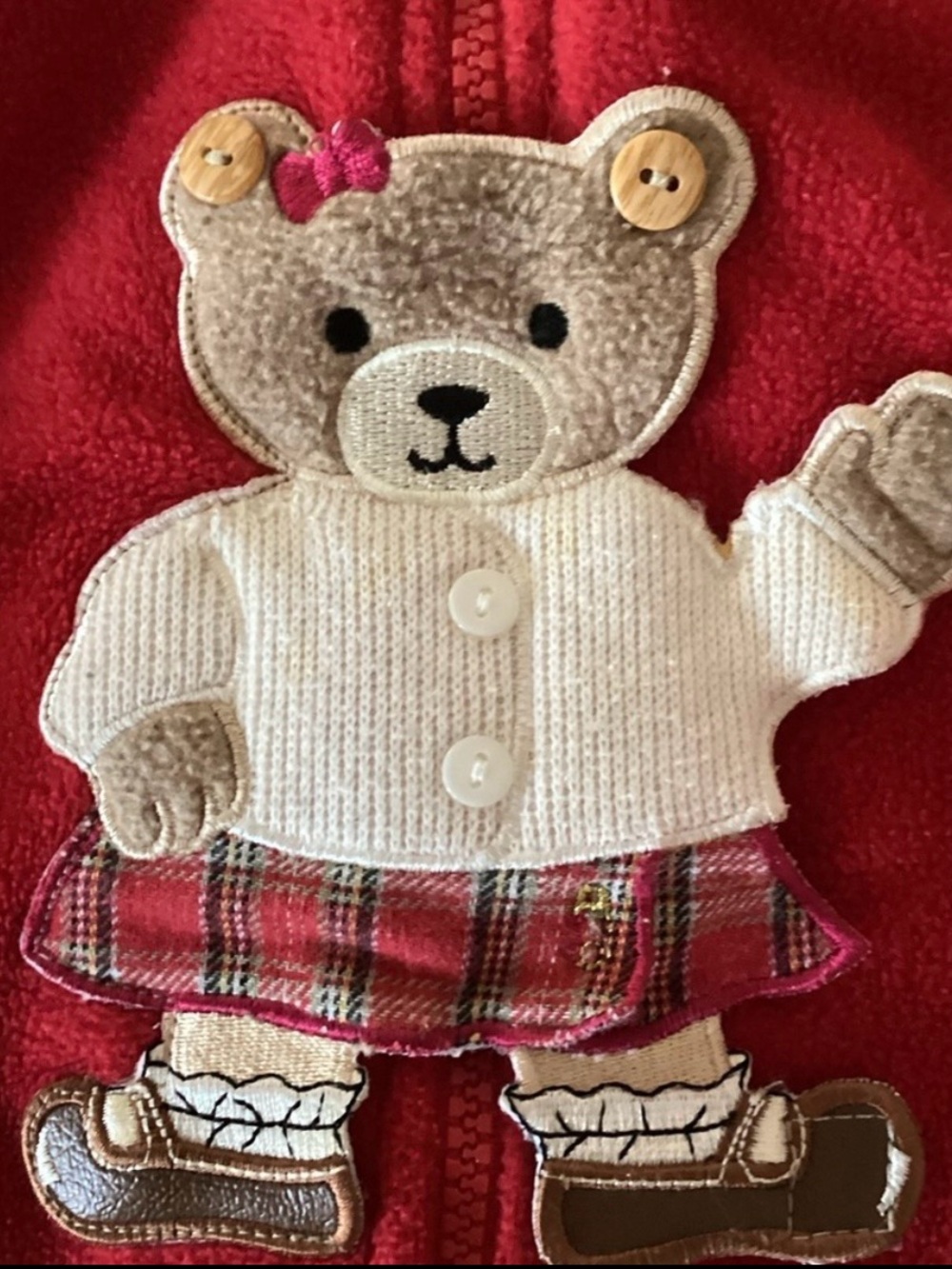 🧸 Teddy Bear Red Fleece Hooded Jacket Emporio Kids Size 3-6 M 🧸